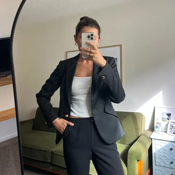 Ted Baker Textured Black Blazer & Suit Pant, Size 0 - Picture 3 of 9